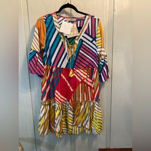 Vibrant Multicolor Striped Jazz Dress